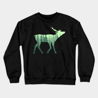 Stag deer Silhouette Forest Hiking Camping Gifts Crewneck Sweatshirt